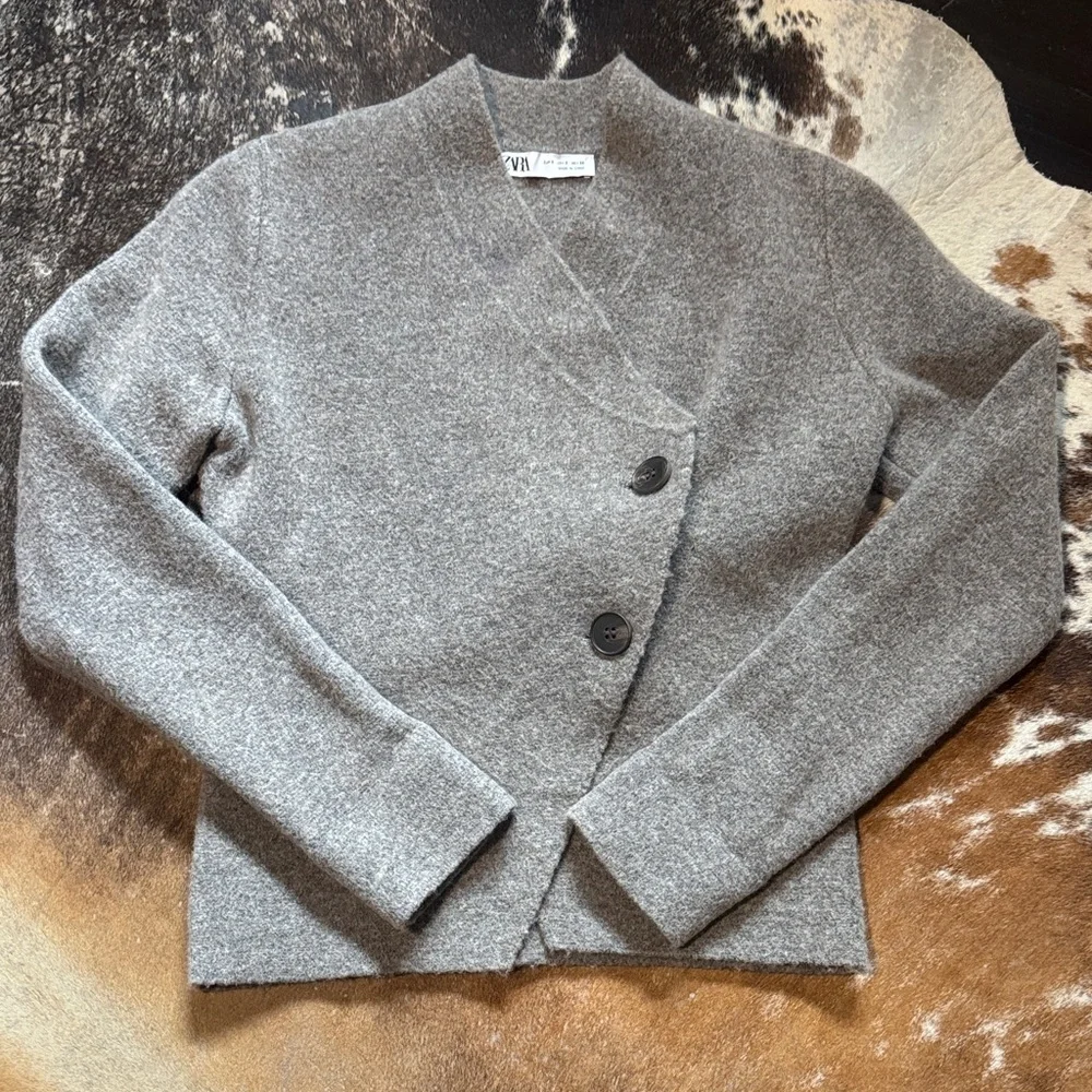 Zara Charcoal Women's Cardigan Sweater - Picture 4 of 4